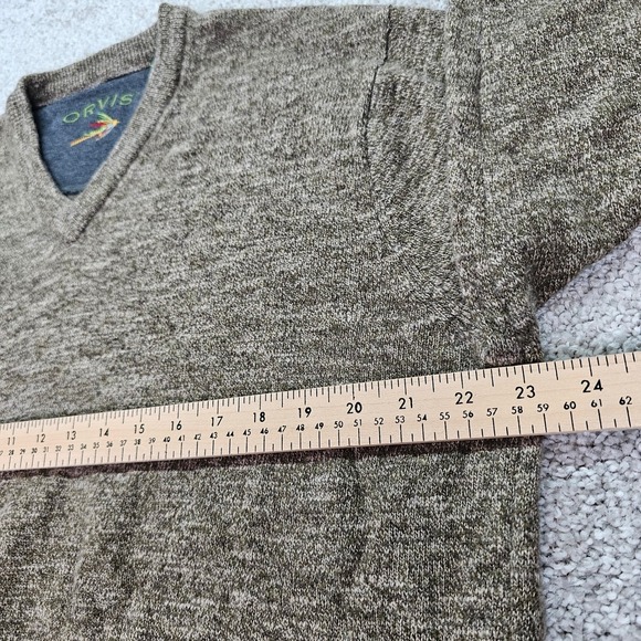 Orvis Mens Large V-Neck Sweater 100% Merino Wool Long Sleeve Fly Fishing Logo - Picture 5 of 7